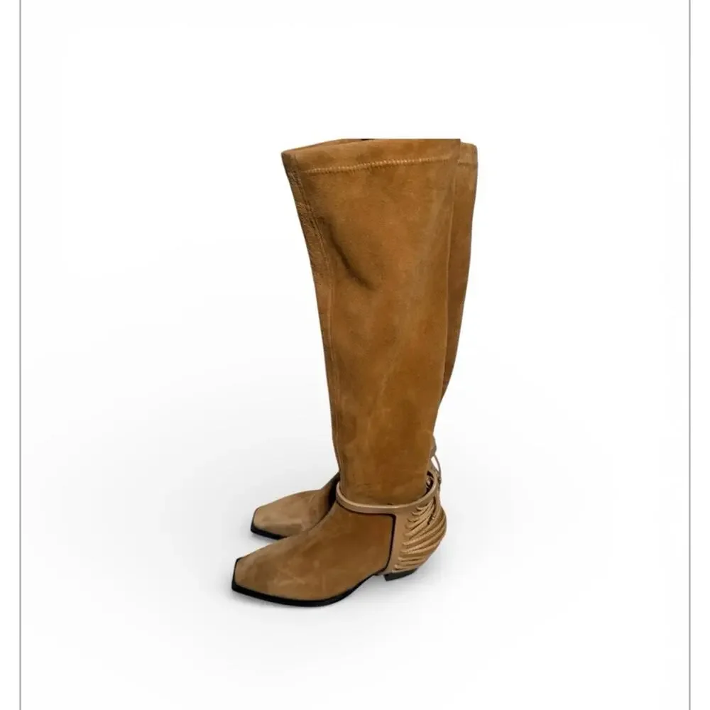 Daniella Shevel knee high Cara boots Napa leather stretch leather harness comfor